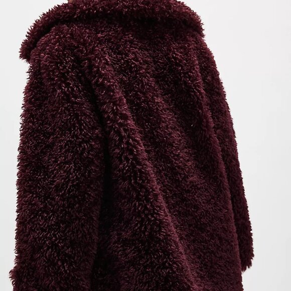NWT Free People Sophie Faux Fur Teddy Peacoat Size Small Deep Grape - Picture 6 of 10